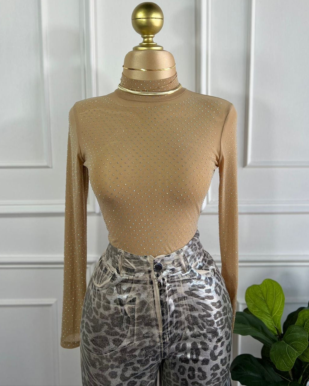 Pantiblusa Brillos Beige