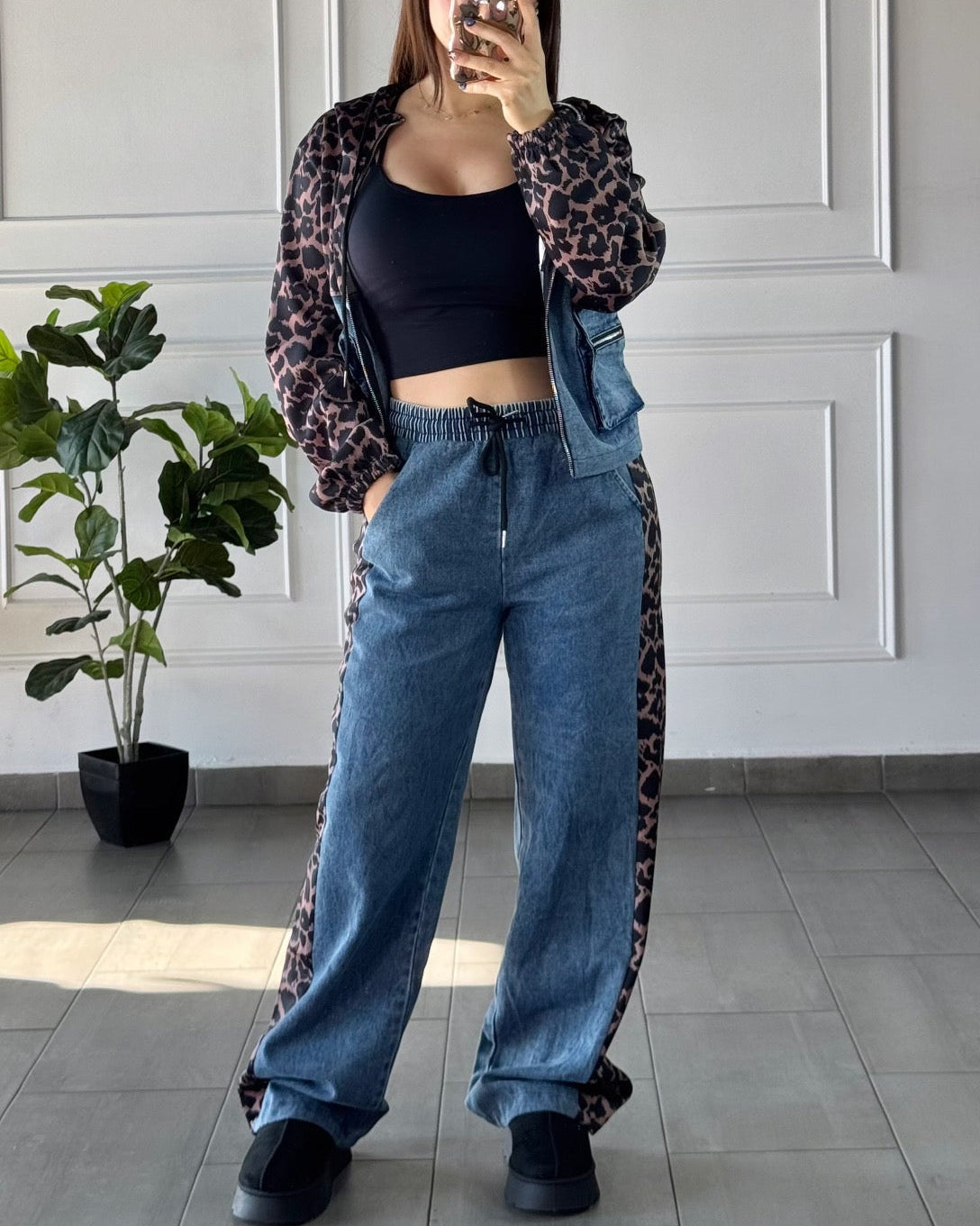 Set Denim Animal Print