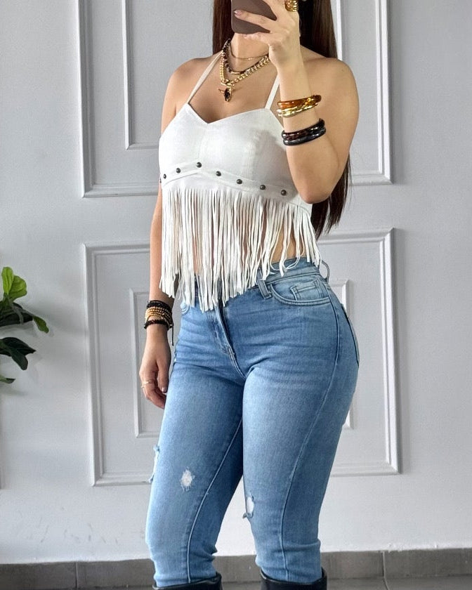 Top Western blanco