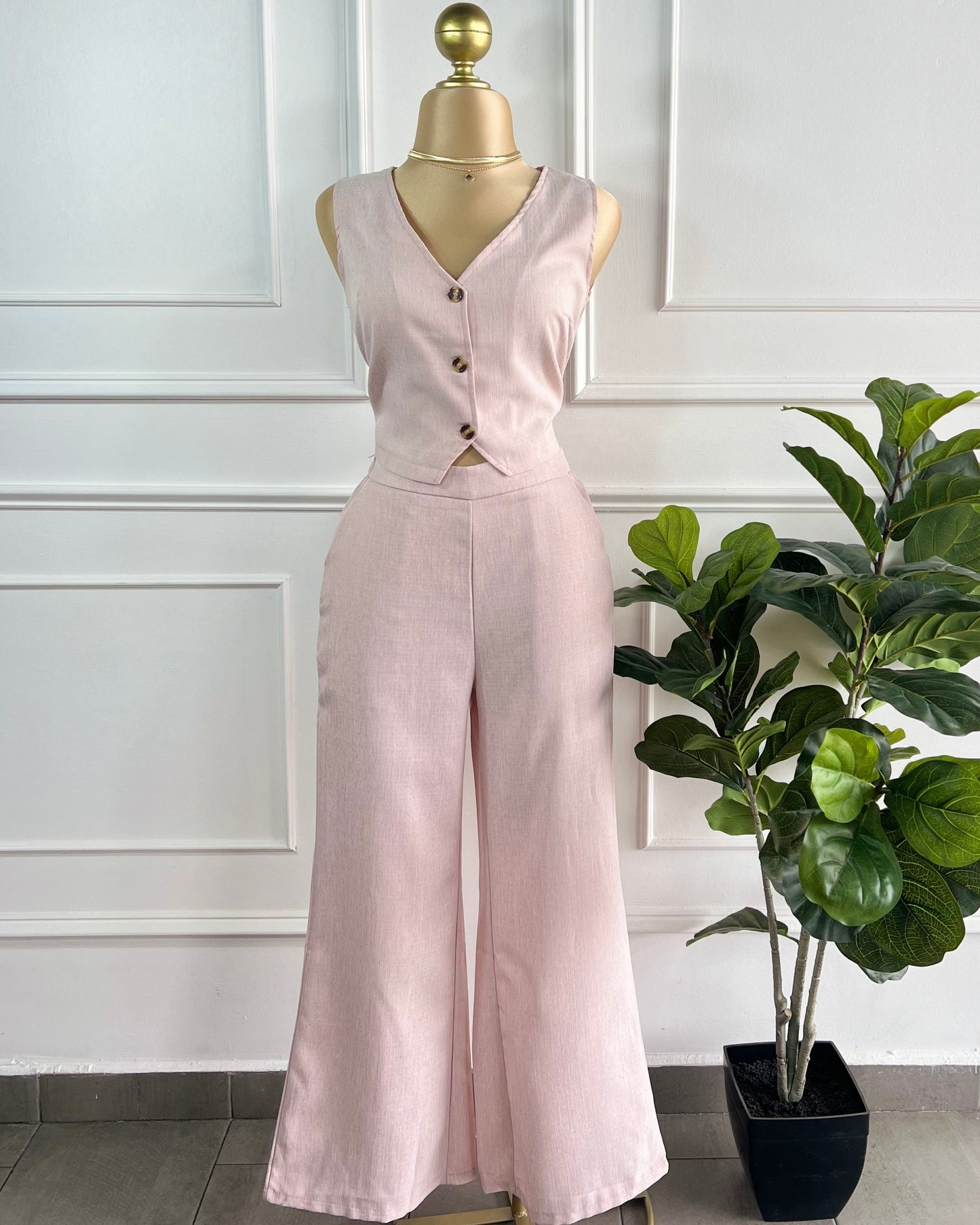 Conjunto Lino Rosa Claro