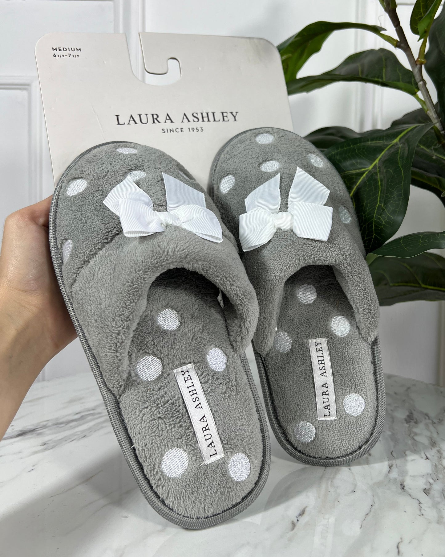 Pantuflas Moño Gris