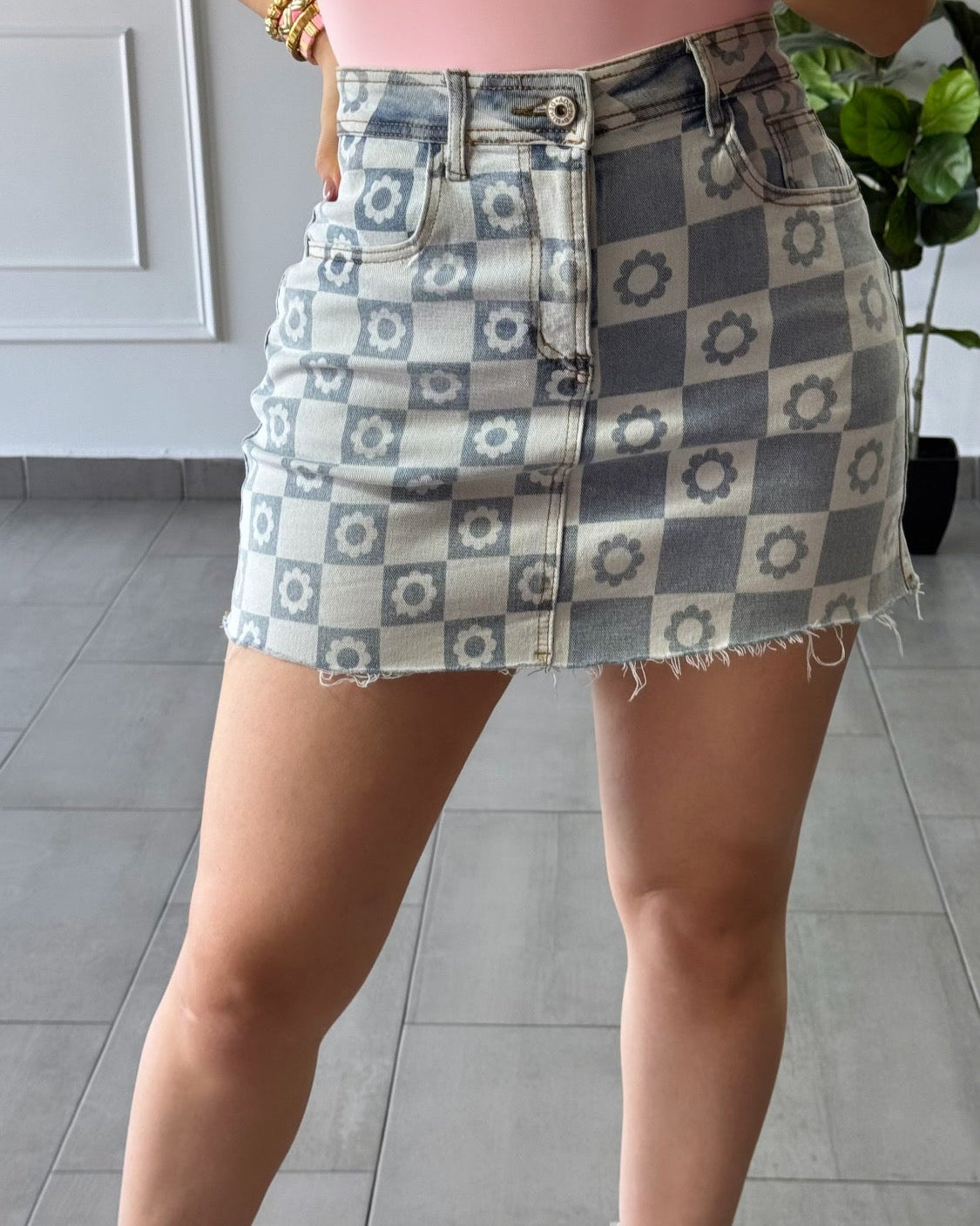 Falda Denim Flores