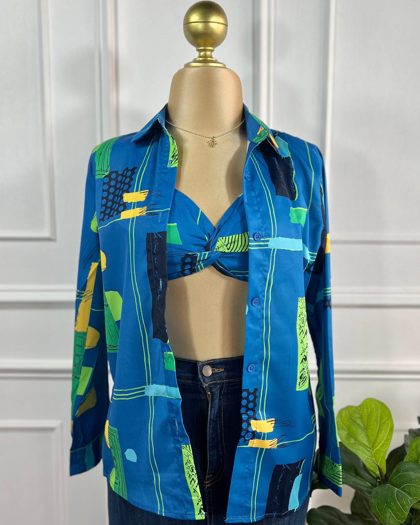 Camisa Con Top Azul