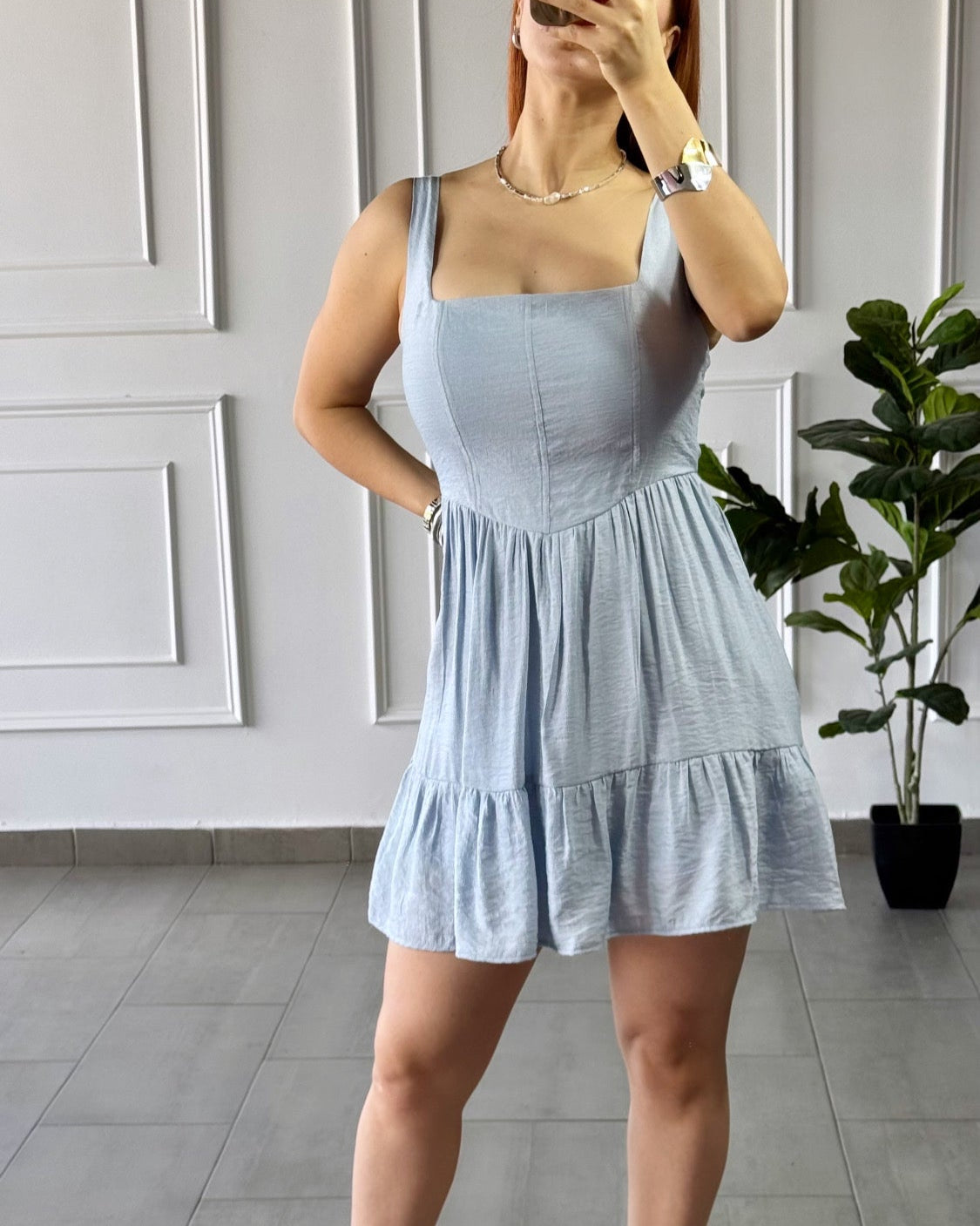 Vestido Corte A Azul