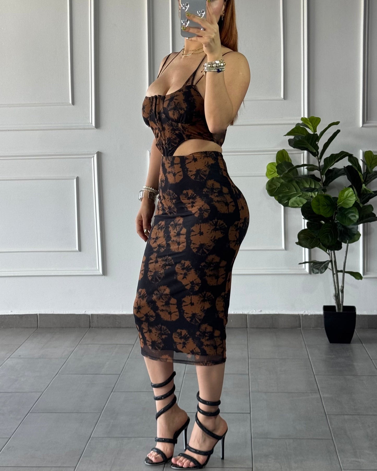 Set Mesh Flores Negro