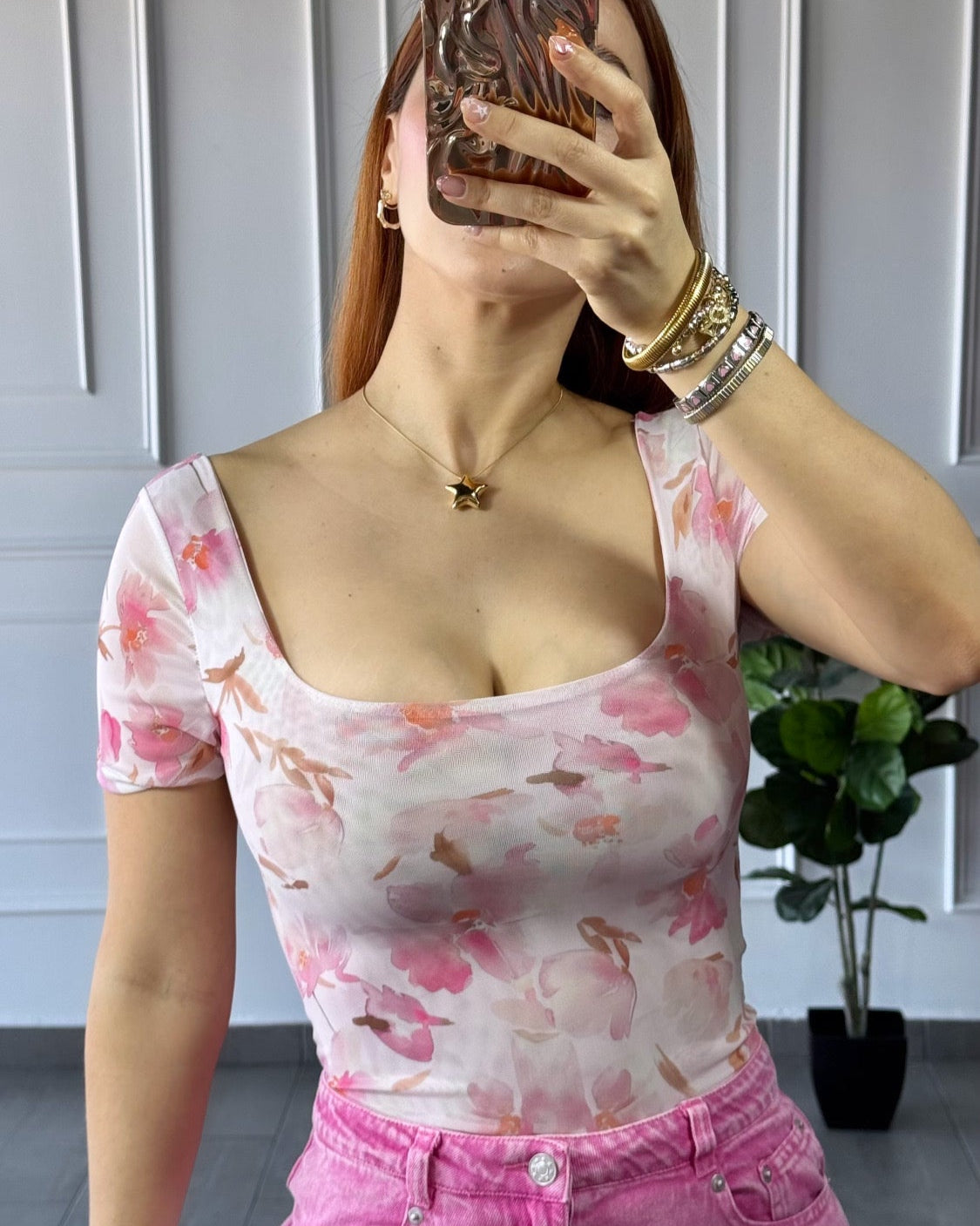 Bodysuit Flores Rosa