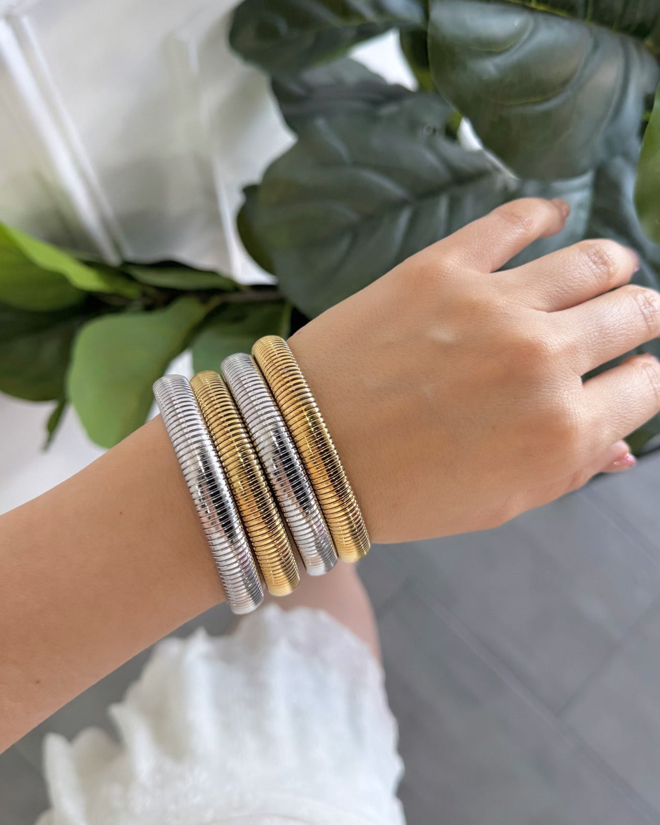 Pulsera Dura Lineas Plata Ch