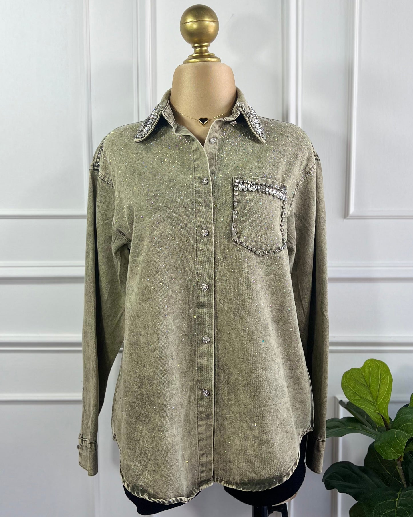 Camisa Mezclilla Verde Piedras
