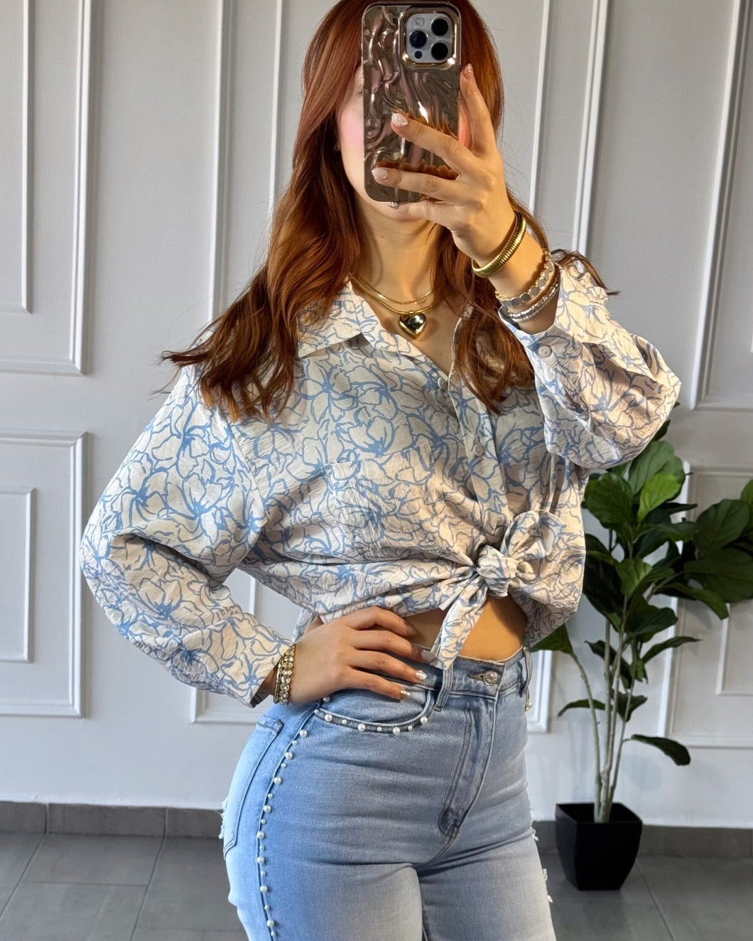Camisa Floral Cielo