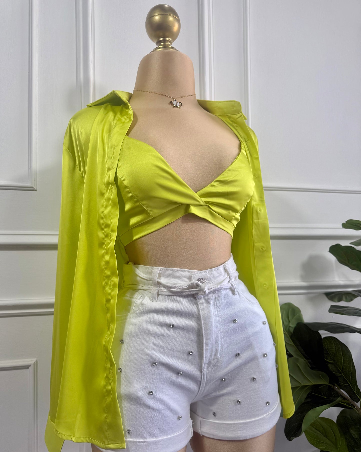 Camisa Con Top Verde Limon