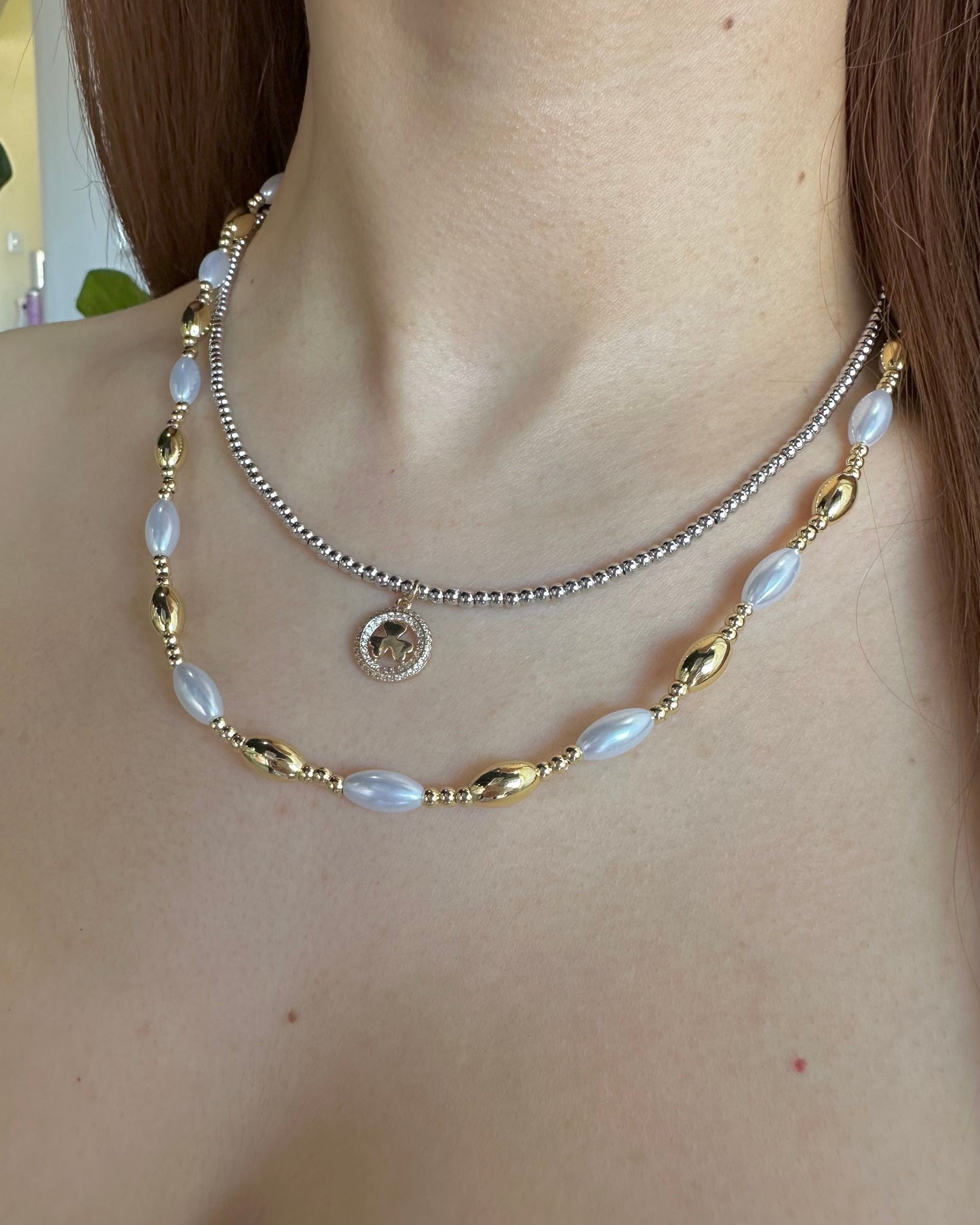 Collar Trebol Bicolor