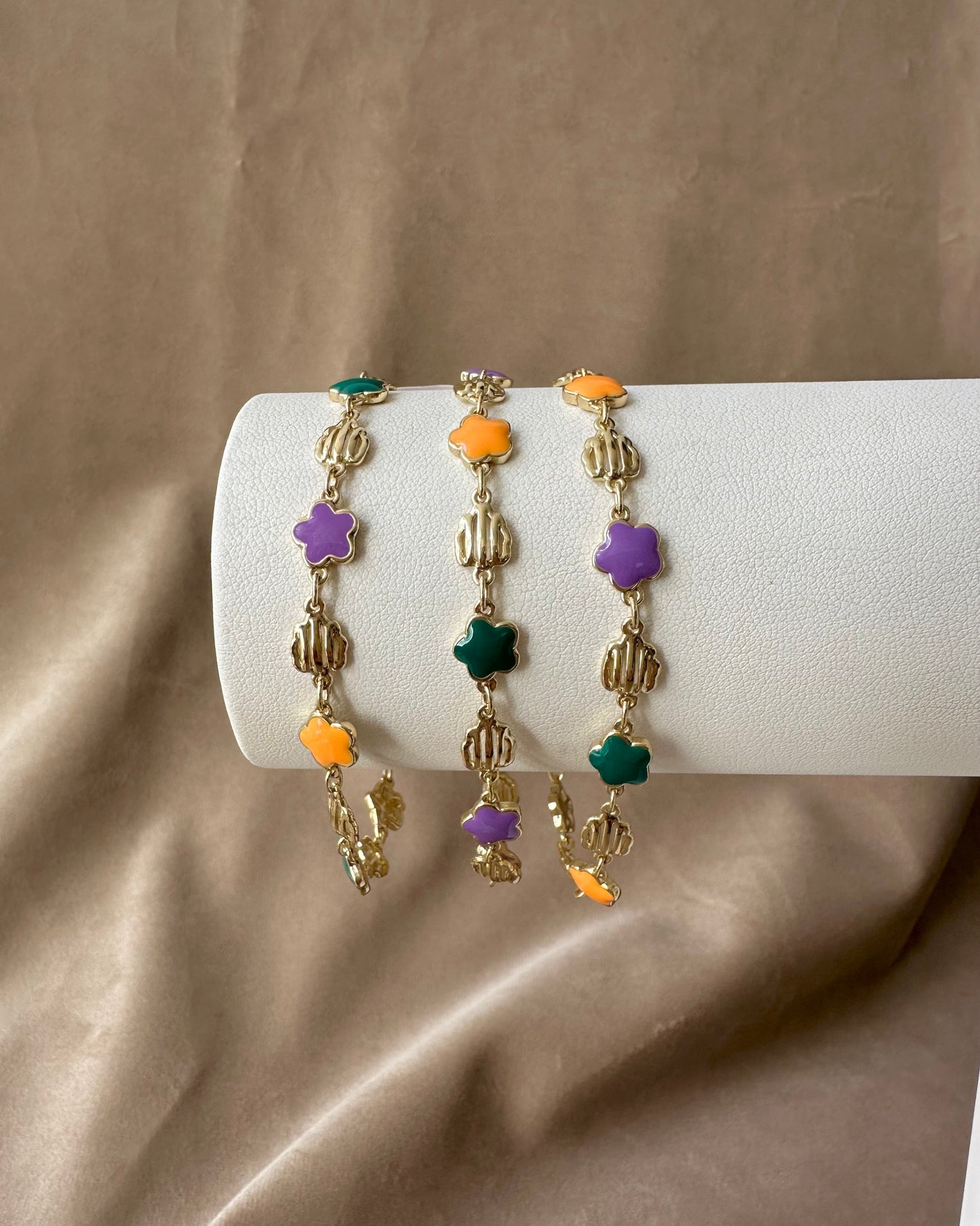 Pulsera Flor Lila/Verde