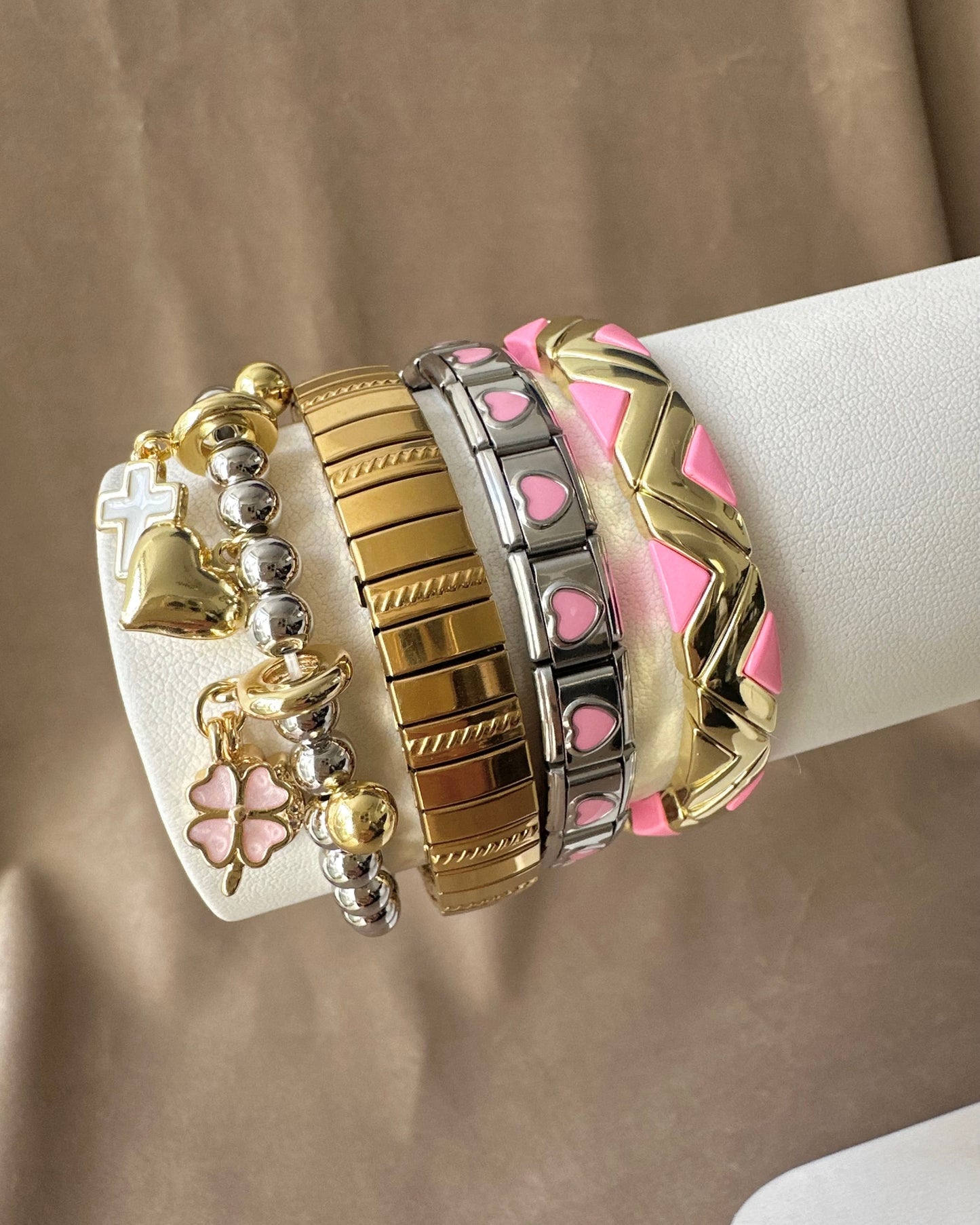 Pulsera Italiana Corazón Rosa