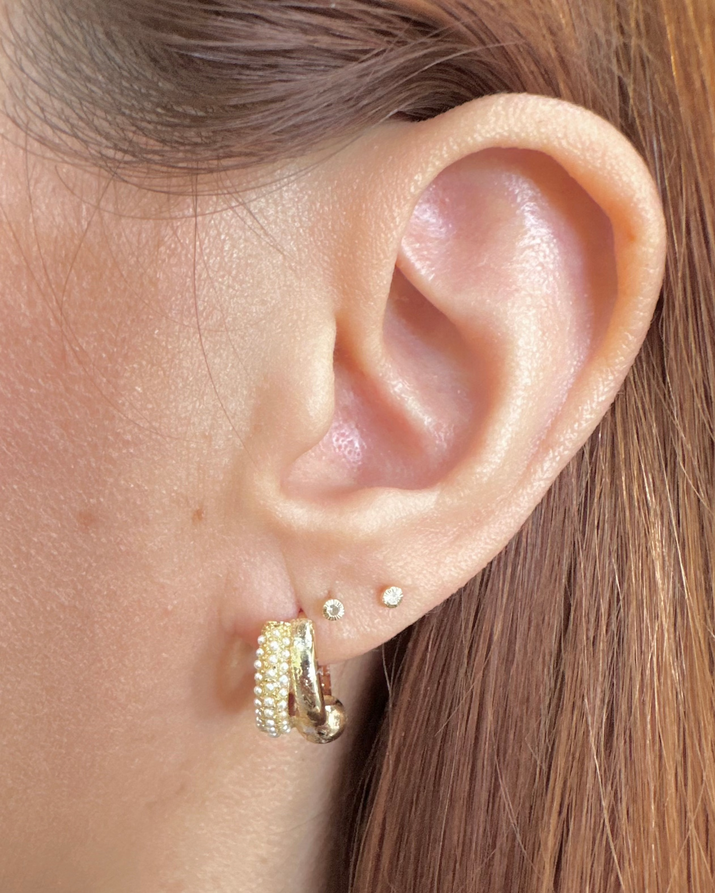 Arracada Doble Perla Mini