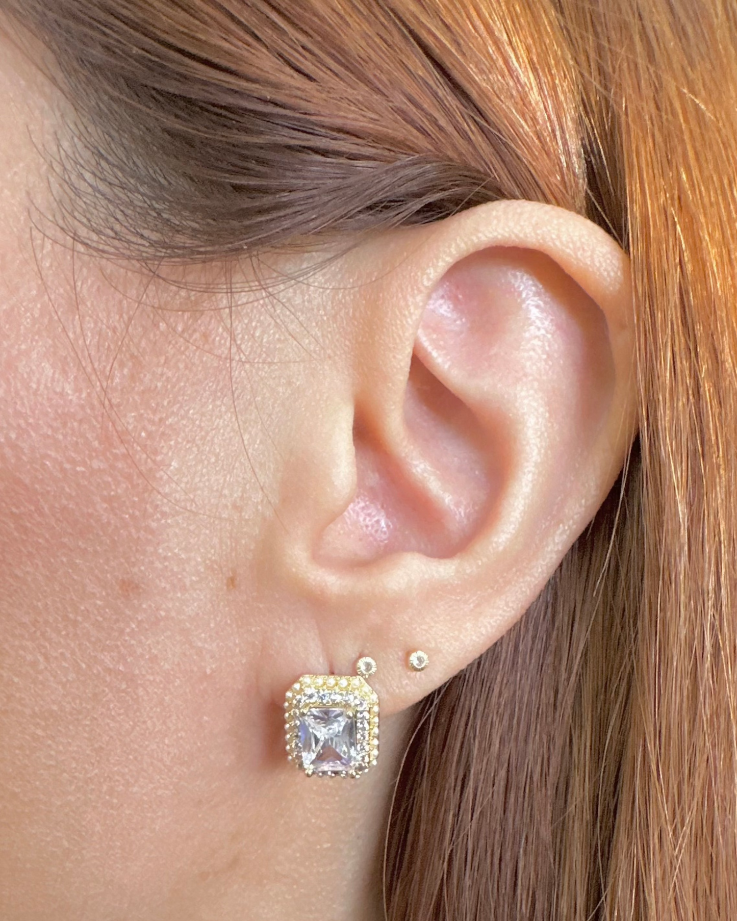 Arracada Brillo Cuadrado