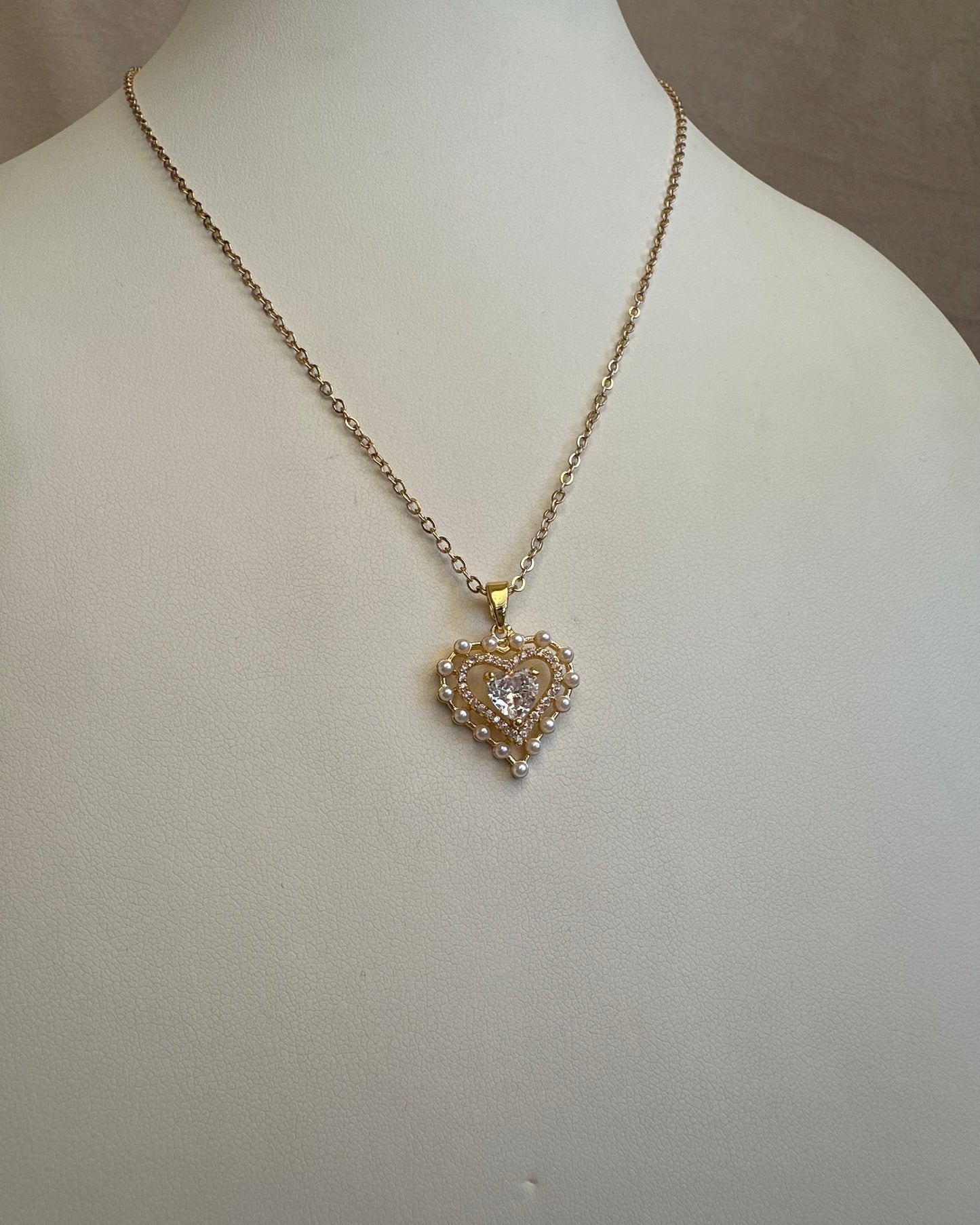 Collar Corazón Perlas