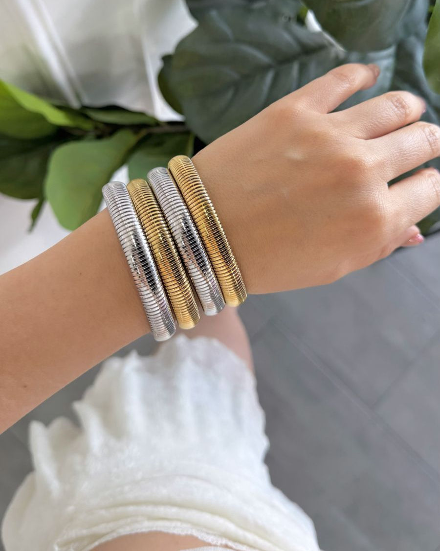 Pulsera Dura Lineas Plata Med