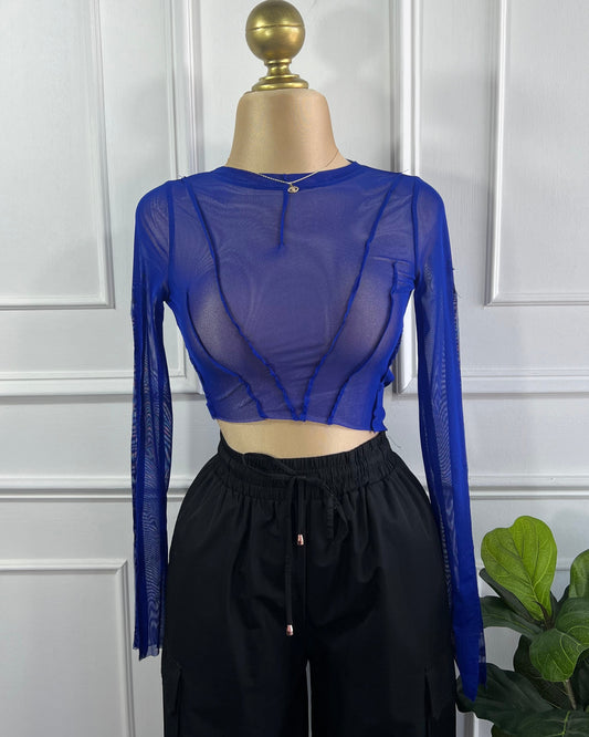 Blusa Mesh Azul Rey