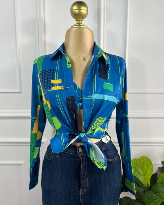 Camisa Con Top Azul