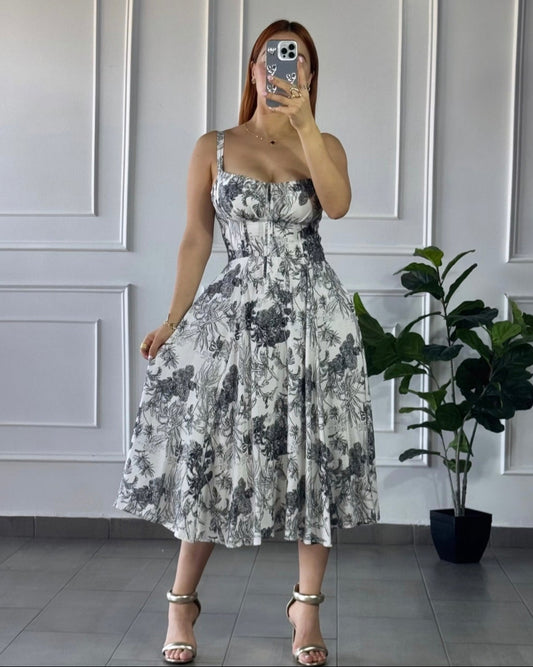 Vestido Midi Floral Black
