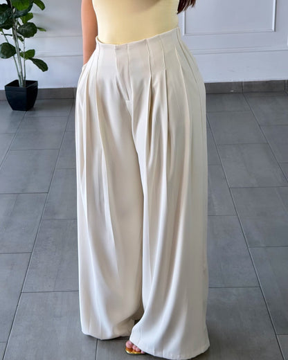 Pantalón Plisado Cream