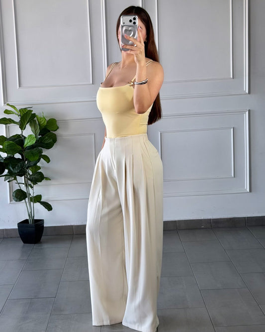 Pantalón Plisado Cream