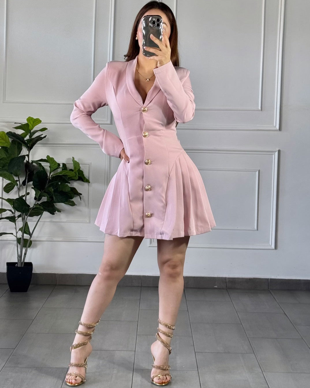 Vestido Plisado Rosa