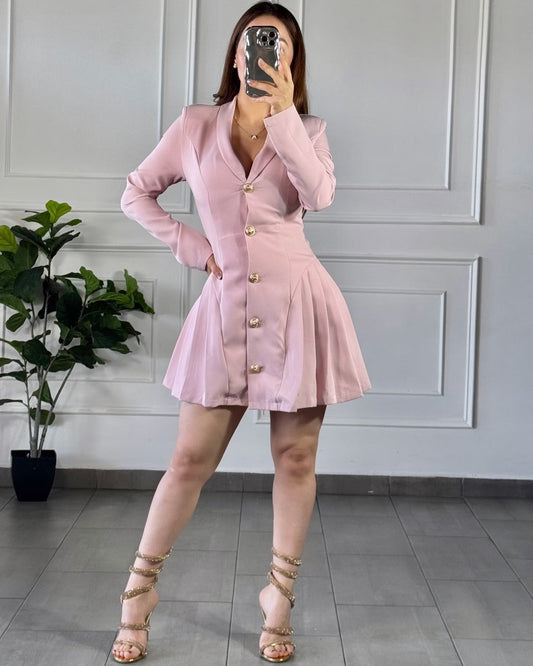 Vestido Plisado Rosa