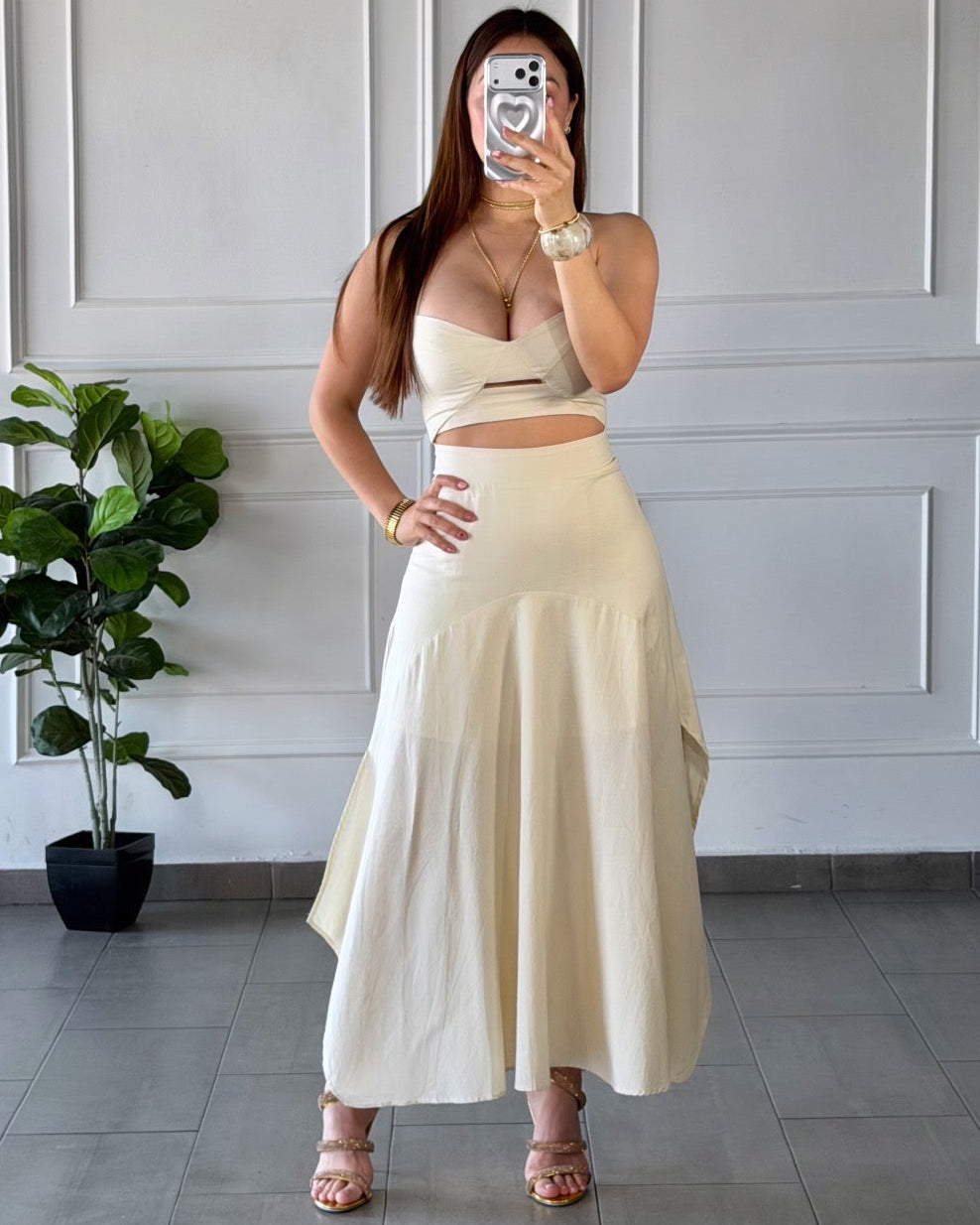 Vestido Midi Taupe