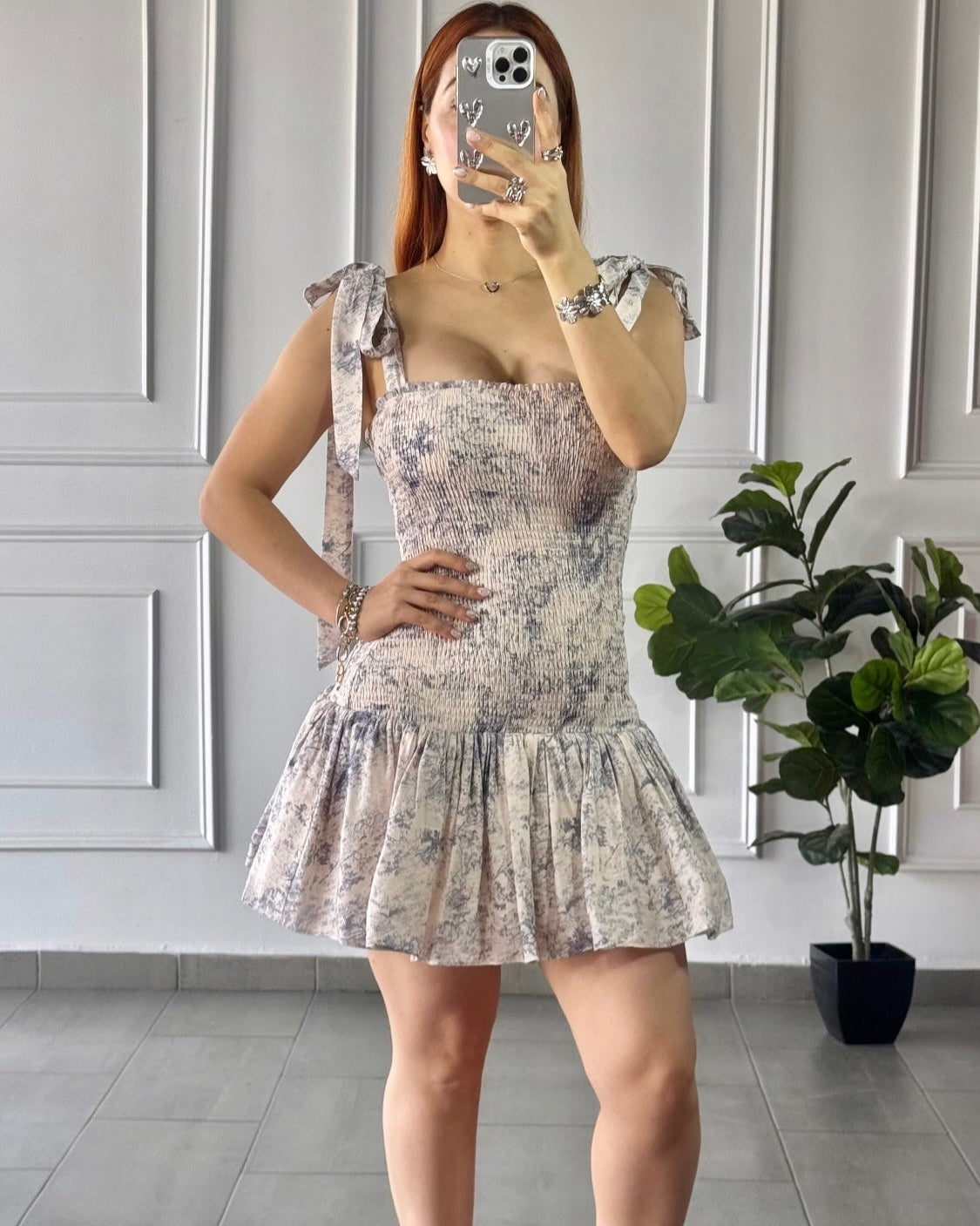 Vestido Corrugado Estampado
