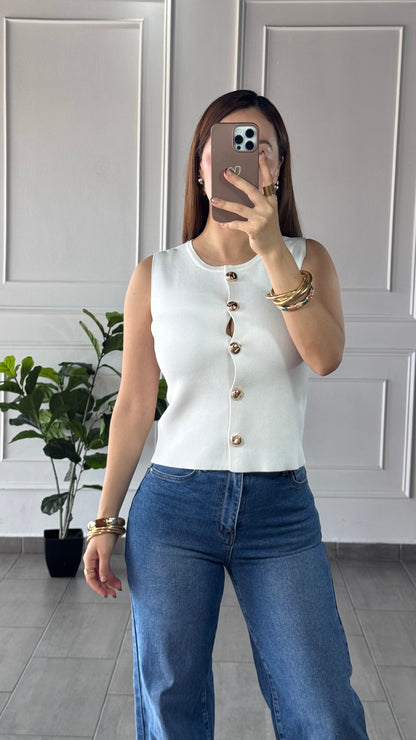 Blusa Botones Blanca