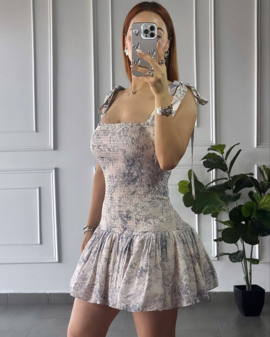 Vestido Corrugado Estampado