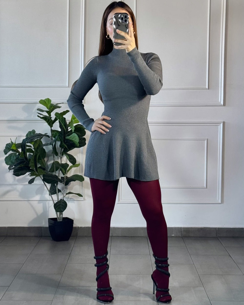 Vestido Punto Gris