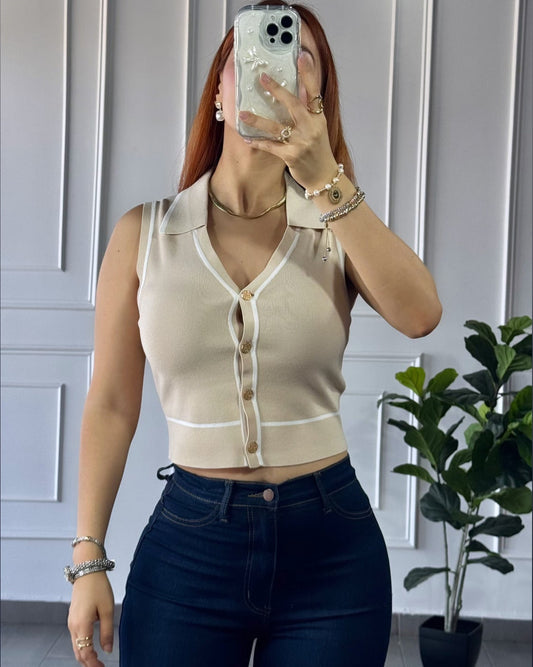 Blusa Líneas Beige