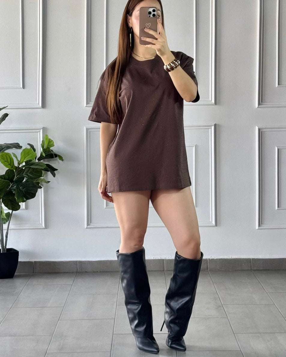 Camisa Brillos Café