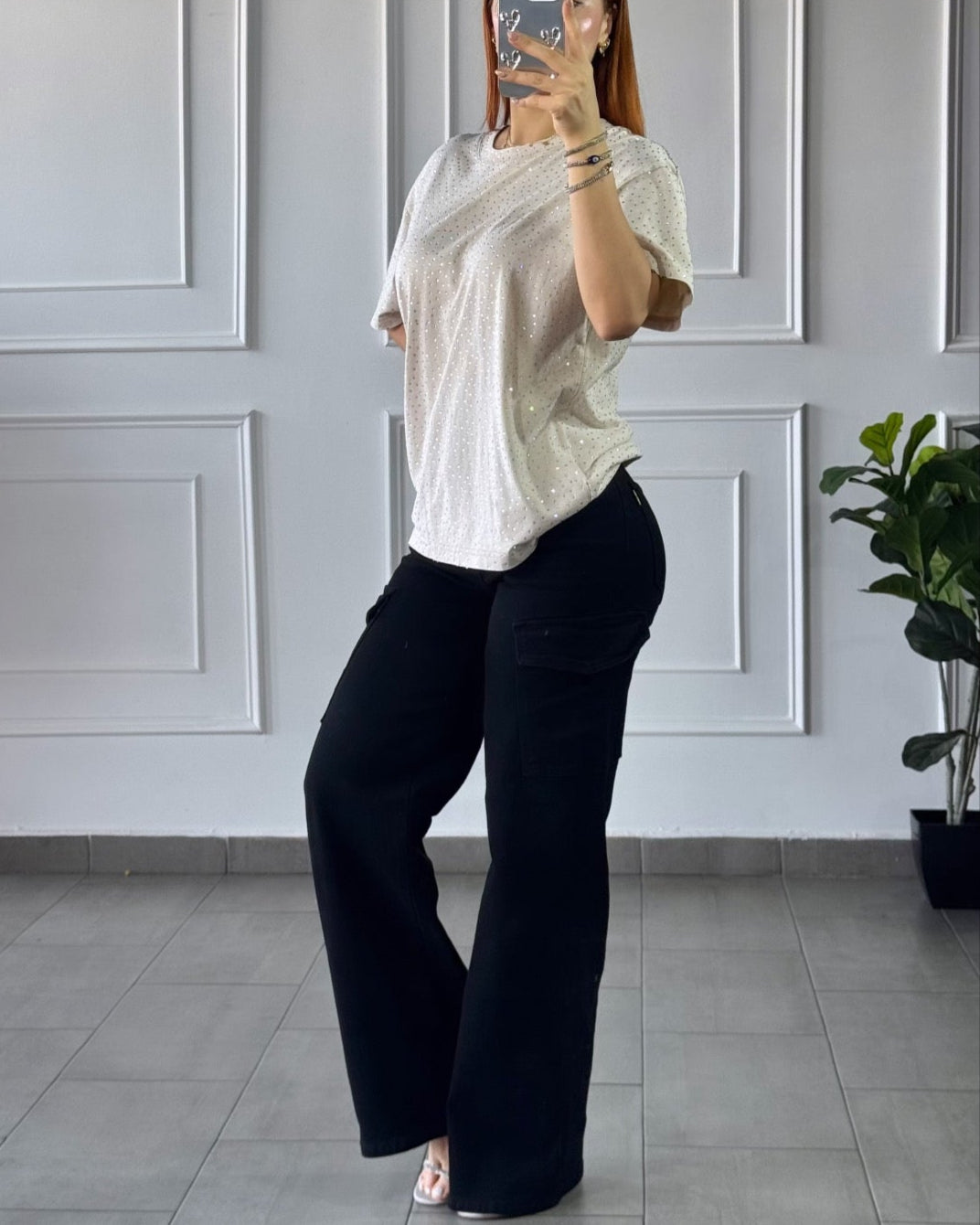 Camisa Brillos Beige