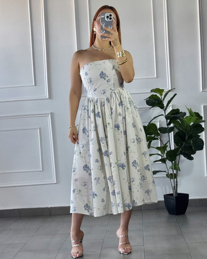 Vestido Midi Floral Blanco