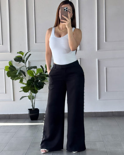 Pantalón Negro Perlas