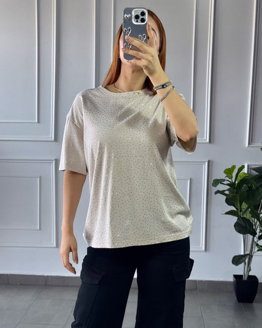 Camisa Brillos Beige