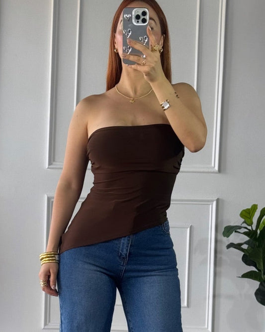 Blusa Strapless Cafe