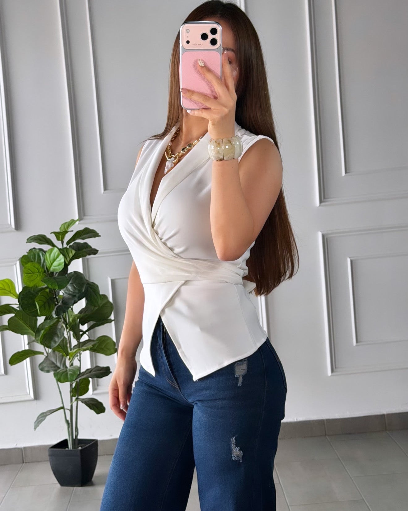 Top Moño Blanco