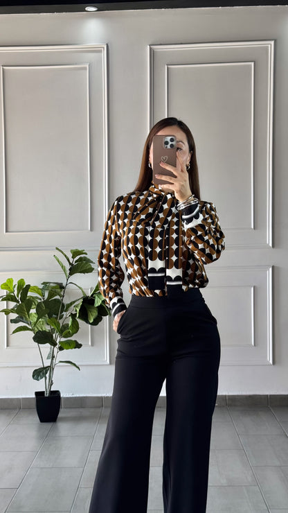 Camisa Lunares Café