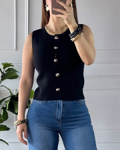 Blusa Botones Negro