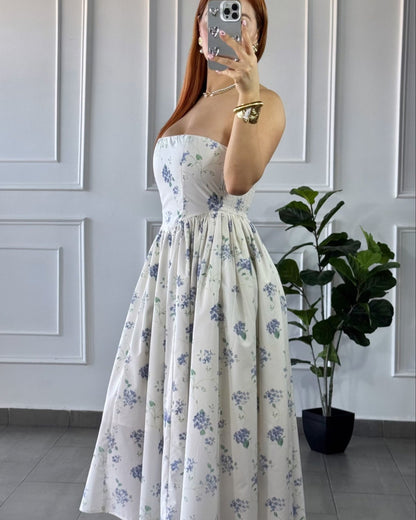 Vestido Midi Floral Blanco