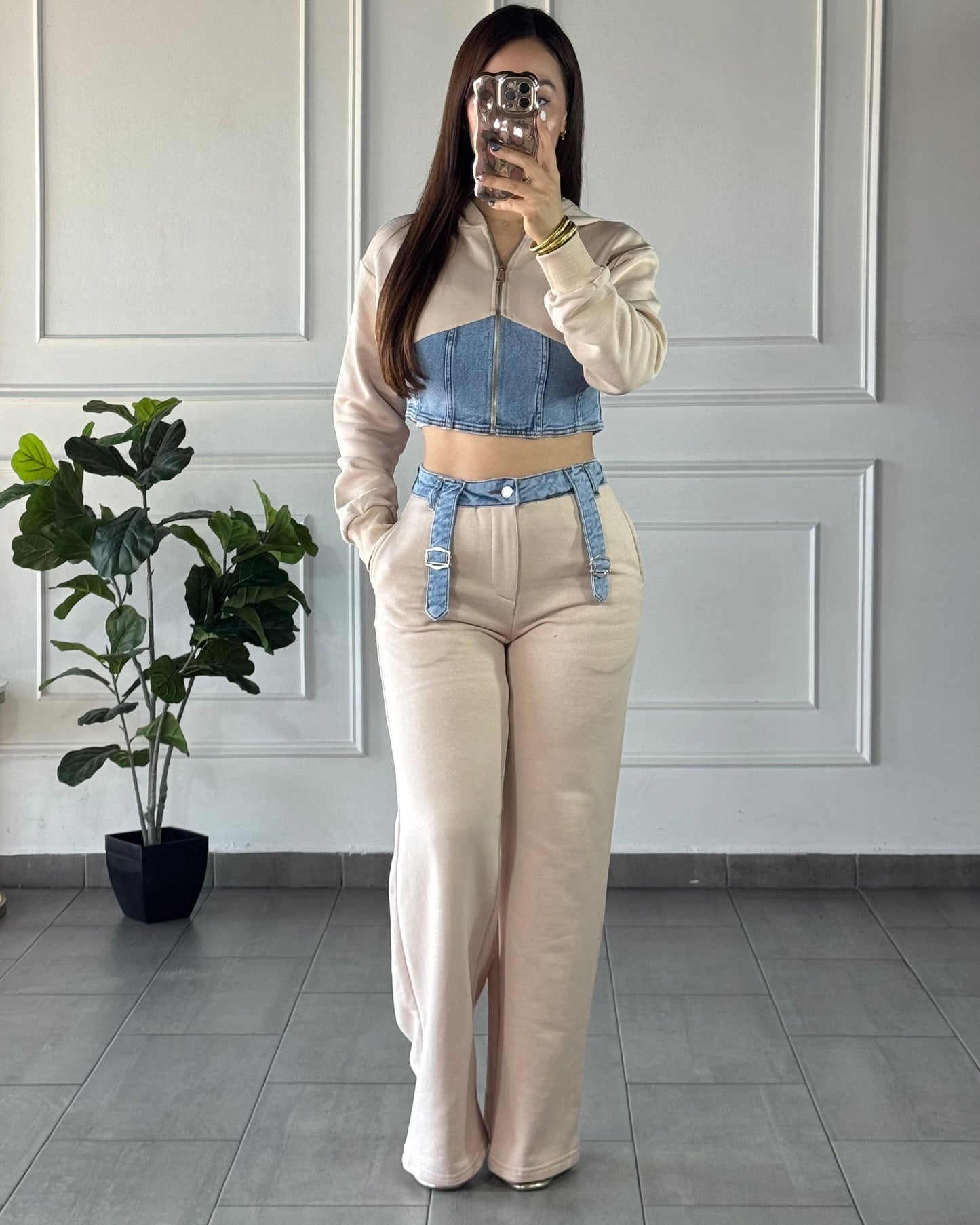 Conjunto Denim Beige