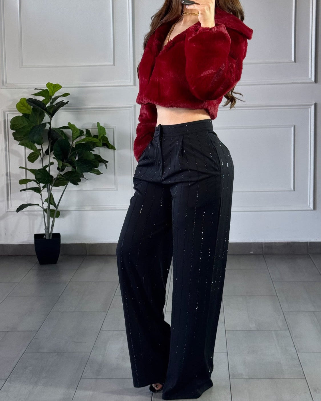 Pantalón Negro Brillos