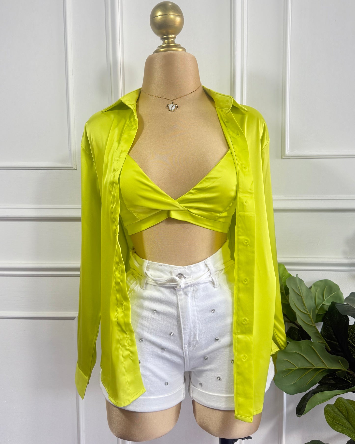 Camisa Con Top Verde Limon