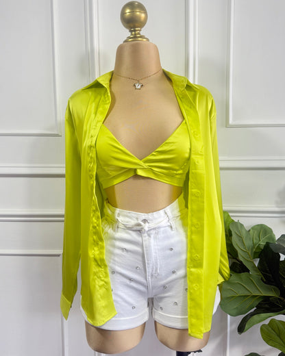 Camisa Con Top Verde Limon