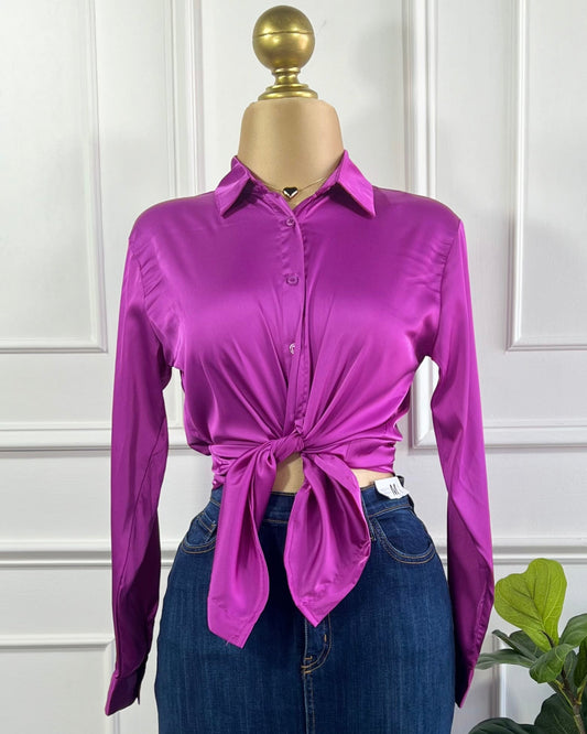 Camisa Satin Magenta