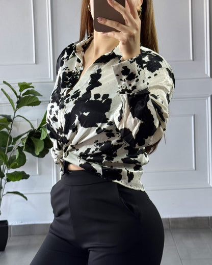 Camisa Cow Print Negra